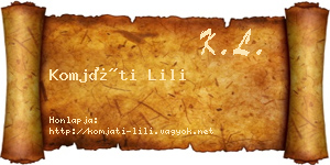 Komjáti Lili névjegykártya